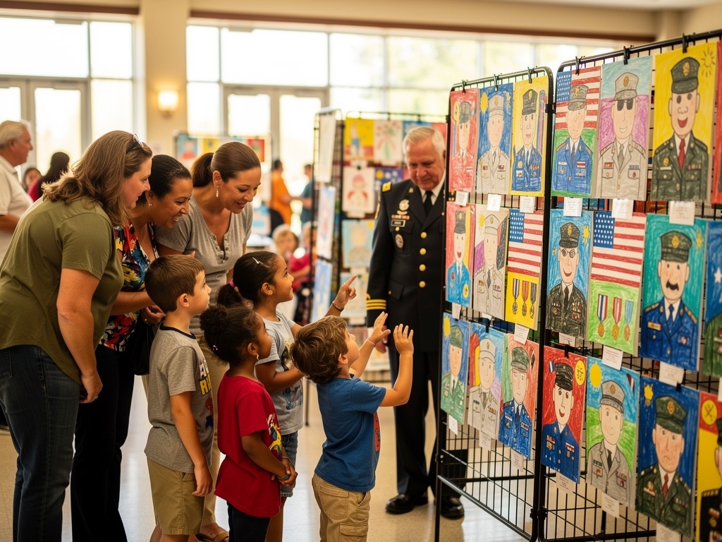 Children's art exhibition themed My Hero Wears Dog Tags